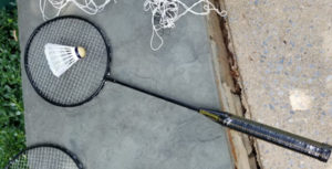 badminton racket and birdie