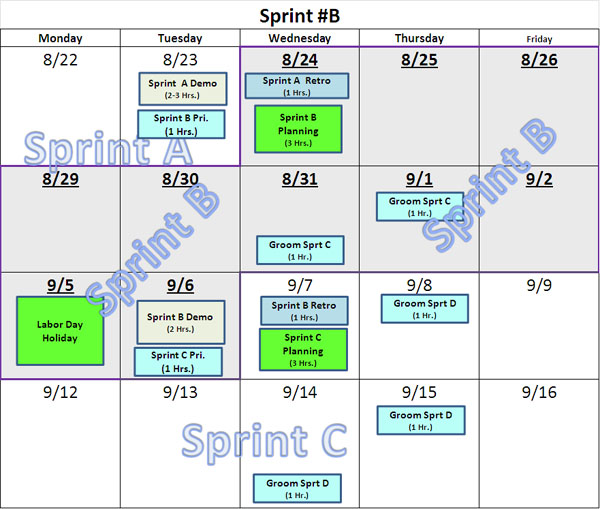 Simple Sprint Calendars